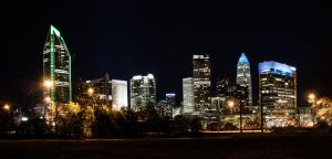 Charlotte Skyline Nightime from the West