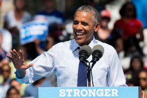 Former president Barack Obama campaigning at Eakins Oval in...