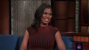 Omarosa during an appearance on CBS' 'The Late Show with Stephen Colbert.'