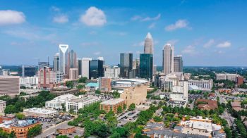 Charlotte North Carolina Uptown downtown aerial view