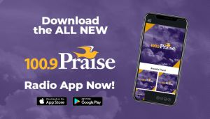 Praise 100.9 App promo graphic
