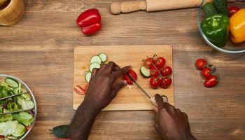 Cutting Fresh Vegetables Background