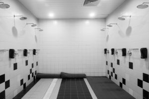 Shower room in the gym. Stylish shower room