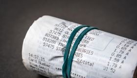 British shopping receipts roled in england uk