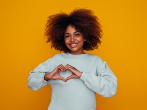 Beautiful girl with curly hairstyle