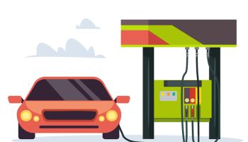 Petrol gas station. Vector flat illustration