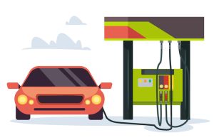 Petrol gas station. Vector flat illustration