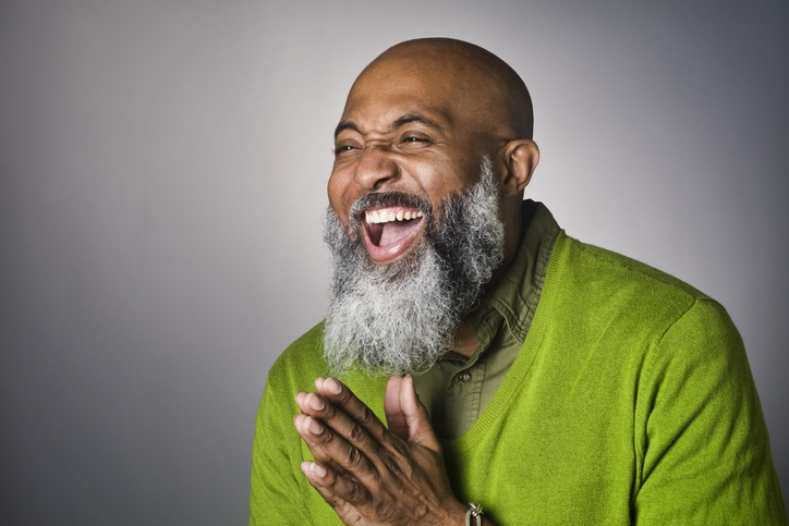Portrait of Middle Aged Bald African American Man with Beard