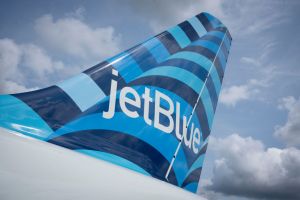 JetBlue Airbus A220 At Farnborough Airshow