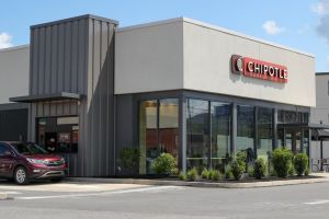An exterior view of a Chipotle Mexican Grill restaurant.
