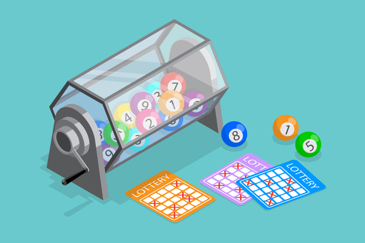 3D Isometric Flat Vector Conceptual Illustration of Lottery Machine