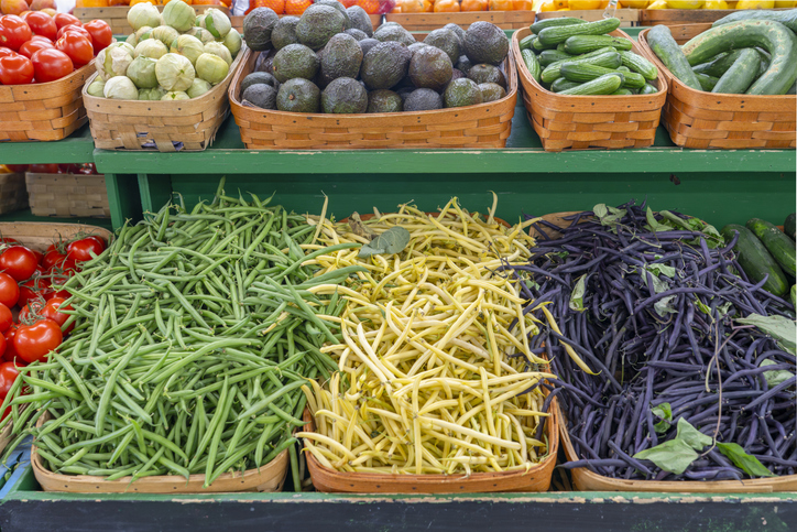 fresh vegetable in container at farmer’s market