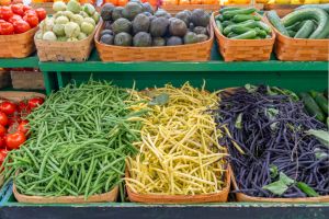 fresh vegetable in container at farmer’s market