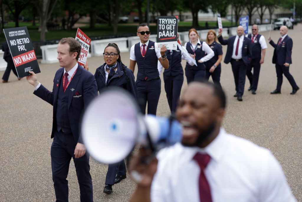 American Airlines Flight Attendants Picket For Pay Increases Across The U.S.