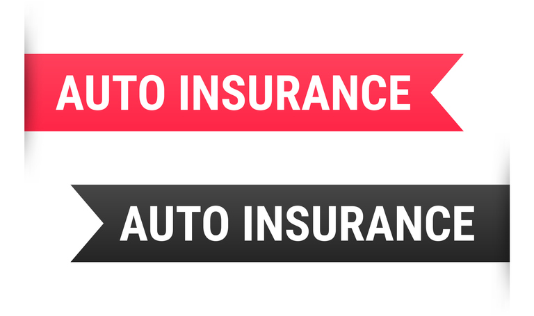 Auto Insurance - Banner, bookmark, ribbon, label on white background