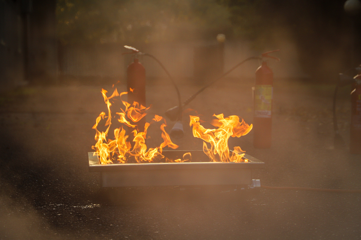 corporate safety - exercise during a firefighting course