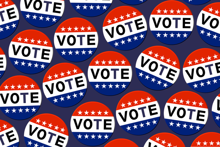 American election campaign background with vote icons