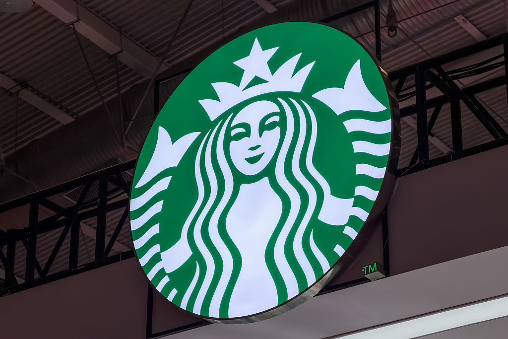 Starbucks Logo Displayed At Trade Exhibition In Shenzhen